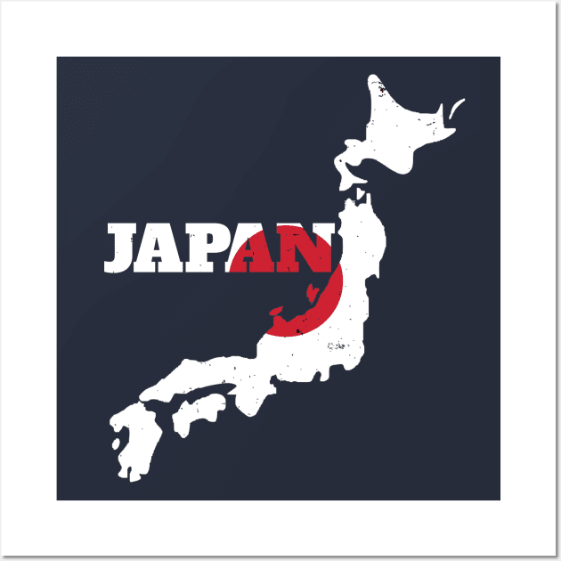 Japan map flag, Japan Falg Wall Art by maro_00